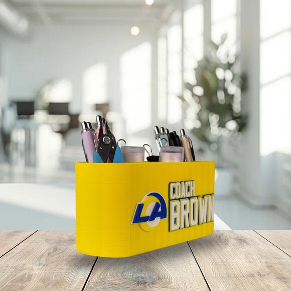 Personalized Los Angeles Rams Desk Organizer, Custom Rams Gifts - Picture 2 of 10